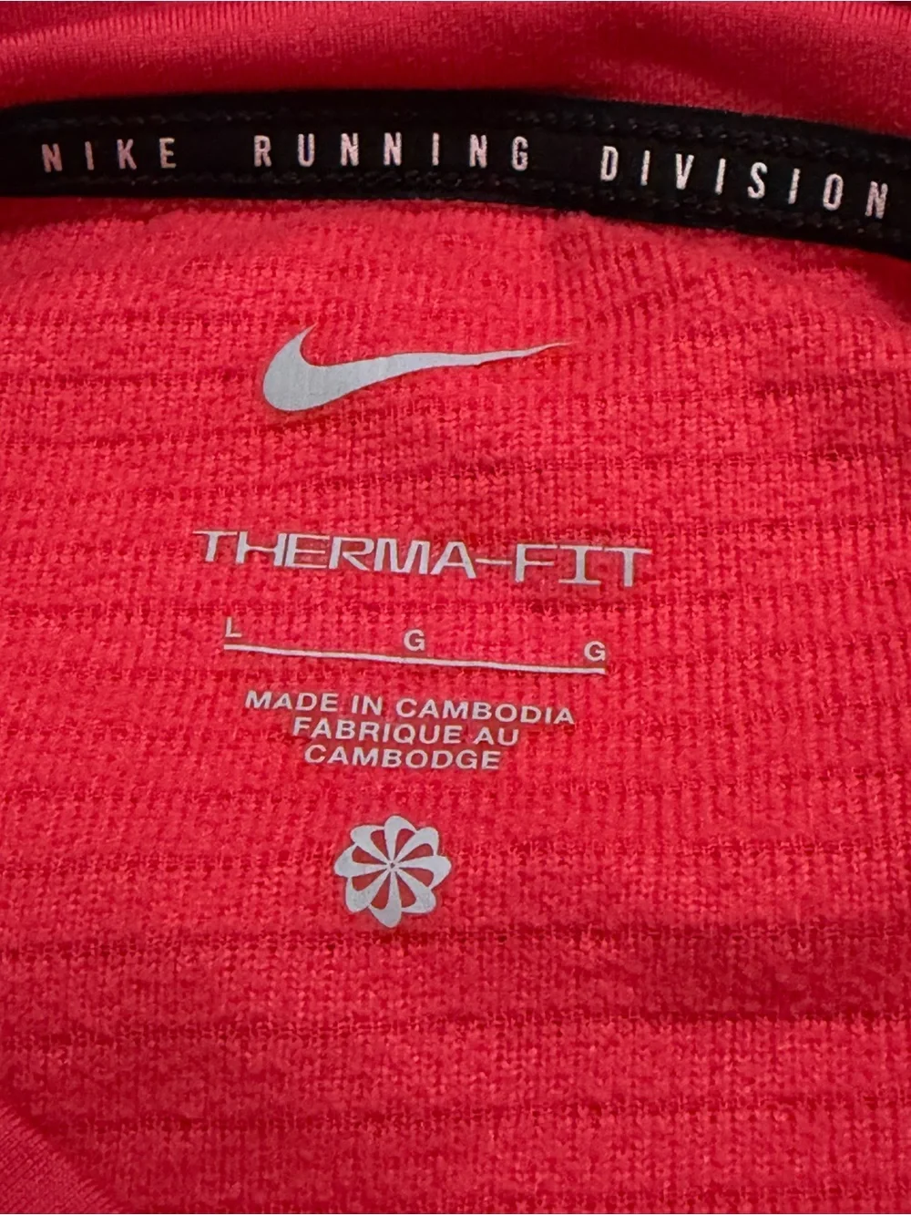 Nike Women's Coral-Red Quilted Funnel Neck Pullover